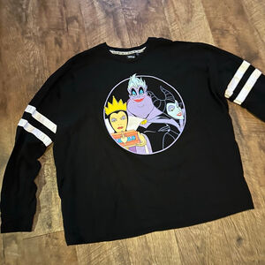 Women's Disney Bad Witches Club Long Sleeve Tee 2X Black White